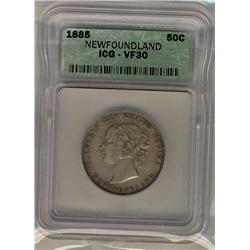 Nfld 1885 50¢ ICG VF30, lightly toned.