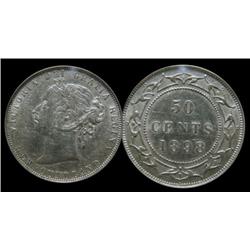 Nfld 1898 "Small W"   50¢ PCGS AU53. Brilliant with lots of lustre.  Scarce!