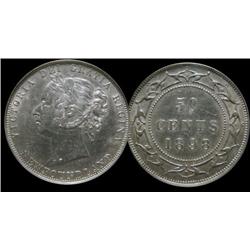 Newfoundland 1898 "Large W"  50¢  PCGS AU53. Brilliant with lots of luster.