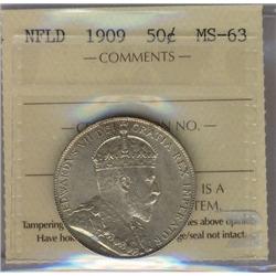 Nfld 1909 50¢ ICCS MS63PQ+.  Brilliant and lustrous.  A very flashy coin. Scarce!