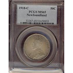Nfld 1918c 50¢ PCGS MS65PQ+.    Outstanding strike.  Excellent eye appeal with lovely toning.