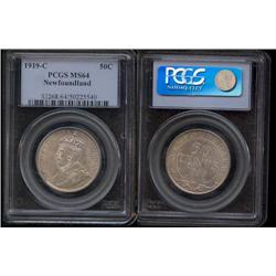 Newfoundland 1919C   50¢  PCGS MS64PQ.  Light russet tone over full underlying lustre.  Nice coin!