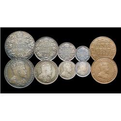 1908 SPECIMEN SET.  (Charlton # 6) Includes 5 coins; 1 cent thru 50 cents.  The large cent is red wh
