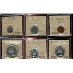 1957 PL set, all coins are ICCS graded PL65.