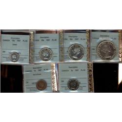 1957 Proof-Like set, all coins graded CCCS PL65 except the fifty cents which is PL64.