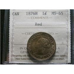 1876H 1¢ ICCS MS65 Red, Excellent strike with clean fields and great surfaces.  Rare and very sought