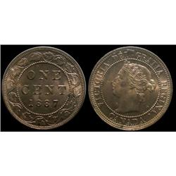 1887 1¢ ICCS MS65 Full red!  Excellent strike with clean fields and reflective surfaces.  Rare and v