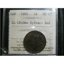1891 Obv.2 LDLL 1¢ ICCS MS60