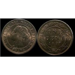 1897 1¢ ICCS MS65 Red, Fully struck with clean fields and superb surfaces.