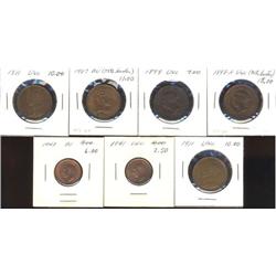 Lot of 7 Large & small Cents; 1898H, 1899, 1907, 1911 (2), 1941, 1942.  All MS60 or better.