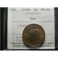 1898H 1¢ ICCS MS64 Red. A very flashy coin! Excellent strike and clean fields.  Great surfaces.  A s
