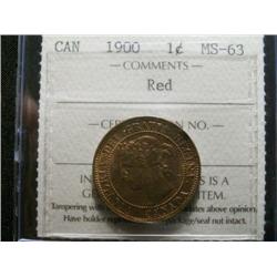 1900 1¢ ICCS MS63 Red, Excellent strike and lots of lustre. Scarce date!