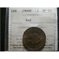 1900H 1¢ ICCS MS65 Red, Fully struck with clean fields and superb surfaces.