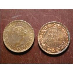 1901, 1916 1¢  both AU55 or better with some red lustre.
