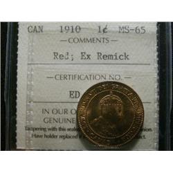 1910 1¢ ICCS MS65 Red  "Ex.Remick" example!  A very nice and scarce Edwardian Large cent.   Excellen