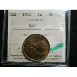 1915 1¢ ICCS MS65 Red, Fully struck with clean fields and amazing surfaces.