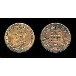 1921  1¢  ICCS MS64 Red.  90% red luster. Scarce date!