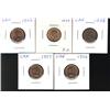 Lot of 5 small cents. 1928, 1939, 1952, 1956, 1957.  Grades vary from MS62 to MS64 Red.