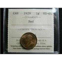 1929 1¢ ICCS MS65PQ+, 100% full red. A superb example! Simply amazing.
