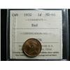 Image 1 : 1932  1¢ ICCS MS64 Red.  100% red lustre. Near Gem!