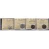 Image 1 : Lot of 4 ICCS graded coins. Small cent; 1933 MS62RB, 1935 MS60, Five cents; 1937 MS64, Ten cents; 19