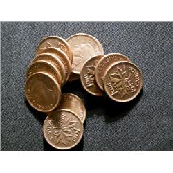 1942  1¢  EF-AU with 20% red lustre. Lot of 39 pieces.