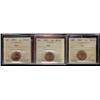 Image 1 : Lot of 3 ICCS graded Small cents; 1943 MS64 Red, 1967 MS64 Red, 1977 MS65 Red.