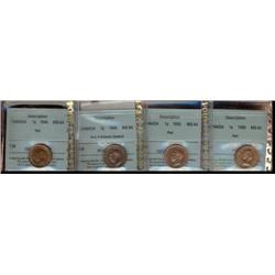 Lot of 4 CCCS graded Small cents; 1944, 1949 "A" off, 1950, 1959.  All MS64 Red.