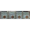 Image 1 : Lot of 4 CCCS graded Small cents; 1944, 1949 "A" off, 1950, 1959.  All MS64 Red.