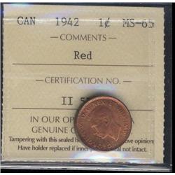 1948 "A" to Denticle 1¢ ICCS MS64 Red. 80% full red lustre.  A nice example.