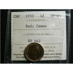 1950 1¢  ICCS SP65 Red, Cameo.  A superb example!