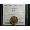Image 1 : 1951 1¢ ICCS MS65 Red. A very flashy coin! Excellent strike and clean fields.