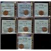 Image 1 : Lot of 7 "VARIETIES" CCCS graded Small cents; 1949 "A" off dent. (Doubled right ML) MS64 Red, 1960 (
