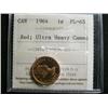 Image 1 : 1964 1¢ ICCS PL65 Red PQ "ULTRA HEAVY CAMEO". A very flashy coin! Excellent strike and clean fields.
