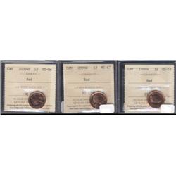 Lot of 3 ICCS graded 1¢;1998W MS67, 2000W MS67, 2003WP MS66.  All  full red.