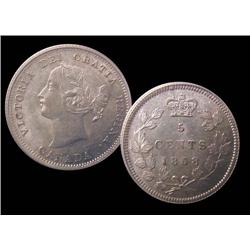 1858 Large date 5¢  ICCS EF40.  Lightly toned.  Scarce variety.