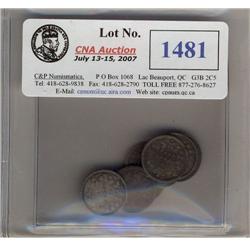 Lot of 10 "Victorian" Five cents silver. Includes 1870FB,1870RB,1872H,1874H cross,1874H Plain, 1880H