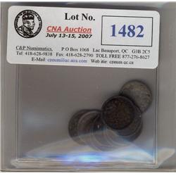 Lot of 12 "Victorian" Five cents silver. Includes 1870FB,1870RB,1872H,1874H cross, 1880H,1885 Lg.5,1