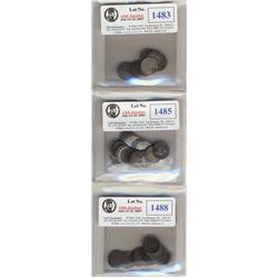 Lot of 7 "Victorian" Five cents silver. Includes 1870RB (4),1874H cross (3).  Average G6.