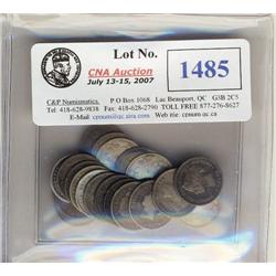 Lot of 24 different "Victorian" Five cents silver. Includes 1870FB,1870RB,1872H,1874H cross,1874H Pl