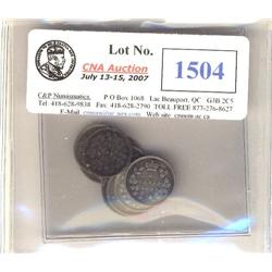 Lot of 12 different "Victorian" Five cents silver. Includes 1880H,1881H,1882H,1886 Lg.6,1886 Sm.6,18