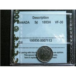 1883H 5¢ CCCS VF30, dark greyish example.