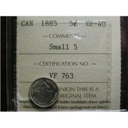 1885 Small "5" 5¢ ICCS EF40, brilliant.