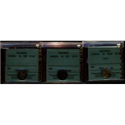 Lot of 3 CCCS graded Five cents; 1894, 1901, 1903 Lg H.  All EF40.