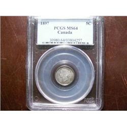 1897 5¢ PCGS MS64PQ,  A sublime example with nice toning.