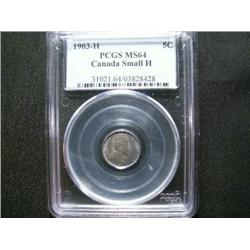 1903 Small H PCGS MS64  Light blue, green,russet and golden tones over full lustre. A superb example