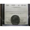 Image 1 : 1929 5¢ ICCS MS64.  A strong strike example with full beads. Scarce!
