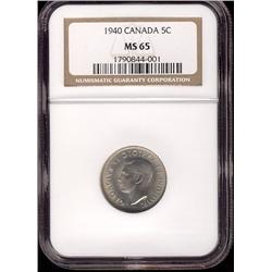 1940 5¢ NGC MS65.  A decent example.