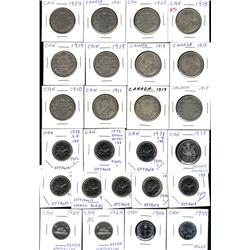 Large lot.  5 Cents; 1944 (2), 1964 EWL (2), 25 Cents; 1978 SB (8), 50 Cents; 1910, 1911, 1913, 1918