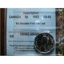 1953 NSF 5¢  CCCS MS65.  Well struck with full lustre.